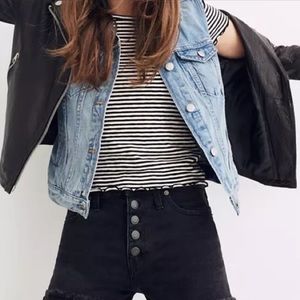 Madewell black denim high waisted raw edge shorts